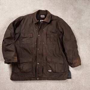 Big Smith Work Wear Jacket Men's 2XL Brown Fleece Lined Faded Canvas Bomber